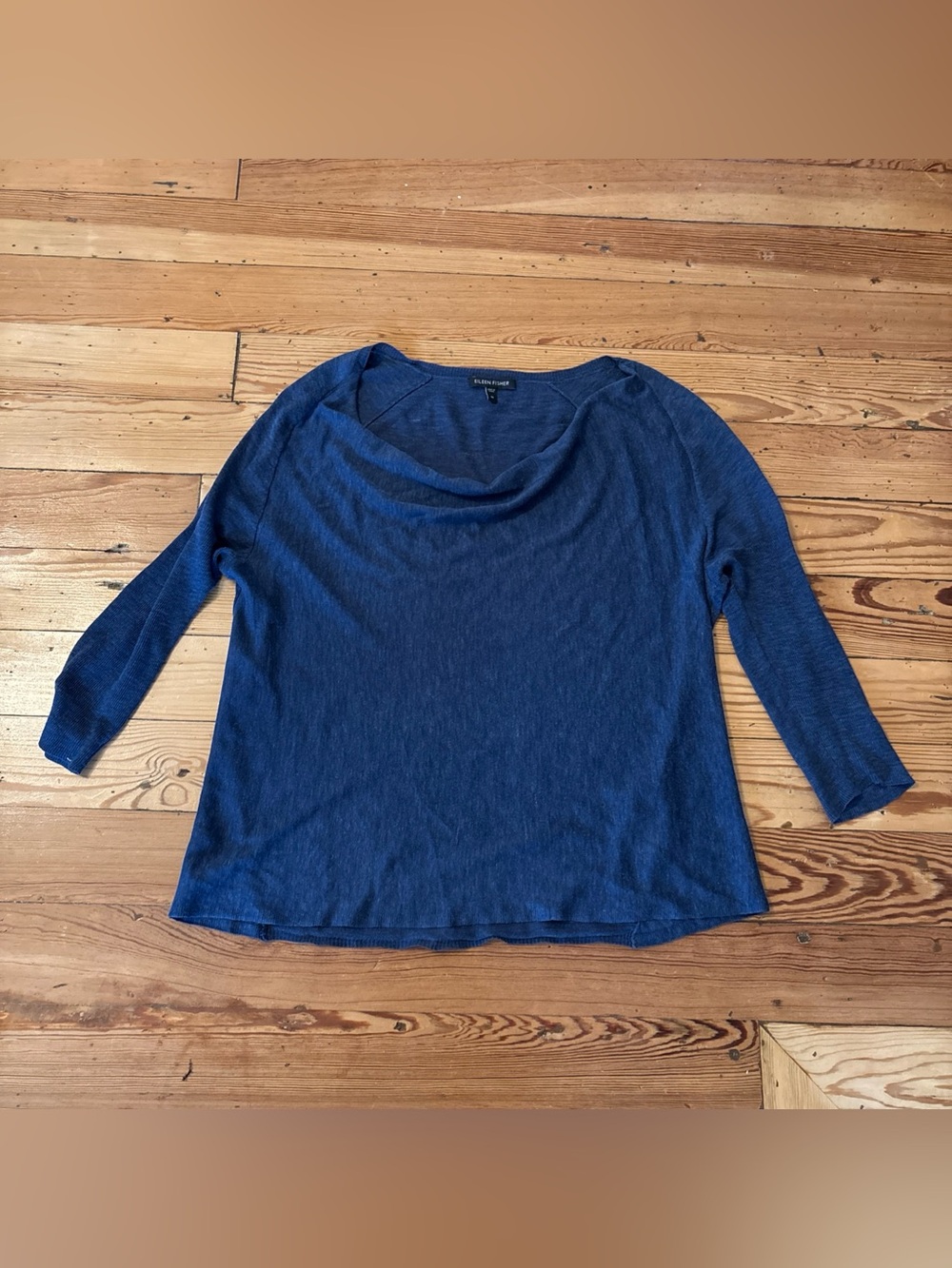 Eileen Fisher Blue Top Medium M Silk Linen